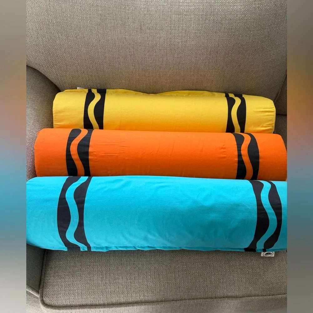 Crayola  Crayon Bolster Pillow Turquoise, yellow and orange